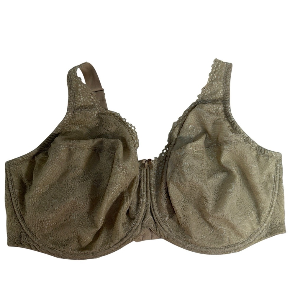 Modern Movement 44G Unlined Lace Underwire Bra Full Coverage Support Beige Tan